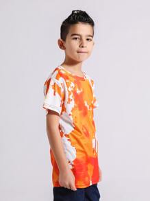 Boys Graffiti Print Short Sleeve Tee - Orange - View 3