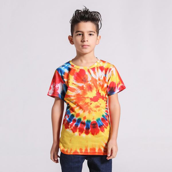 

Boys Tie Dye Print Tee, Multicolor