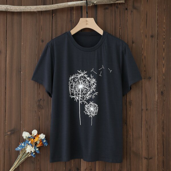 

Plus Dandelion Print Tee, Dark grey