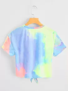 Muchica Áo thun Thắt nút Cà vạt nhuộm Giải trí - Nhiều màu - Xem 2