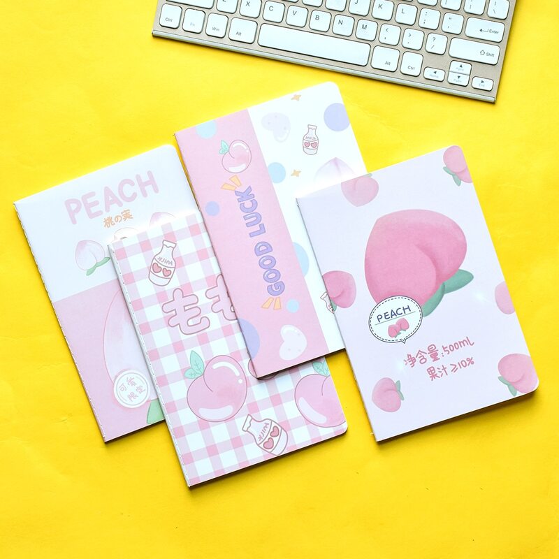 

1pc Peach Print Cover Random Notebook, Multicolor