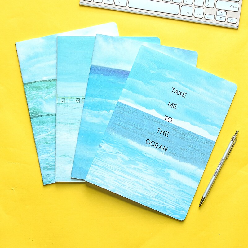

1pc Sea Pattern Cover Random Notebook, Multicolor