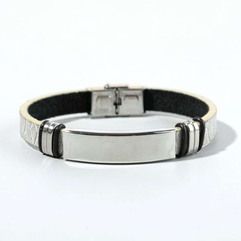 

Guys Geometric Decor PU Leather Bracelet, Multicolor