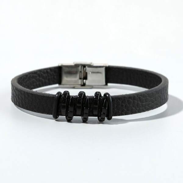 

Men PU Leather Bracelet, Black