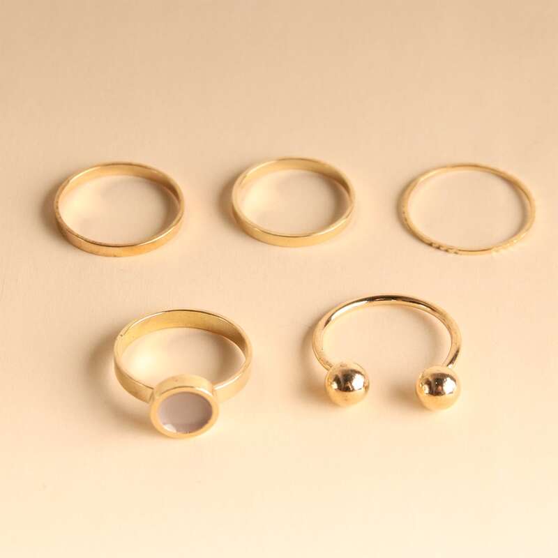 

5pcs Simple Ring, Gold