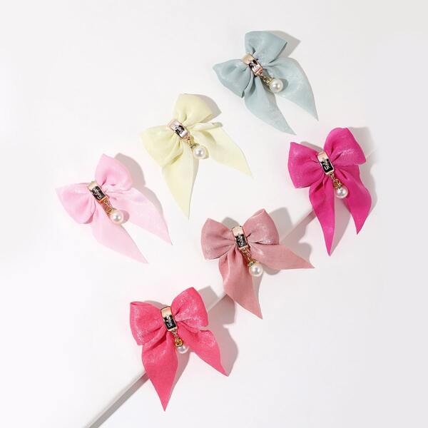 

6pcs Girls Bow Hair Clip, Multicolor
