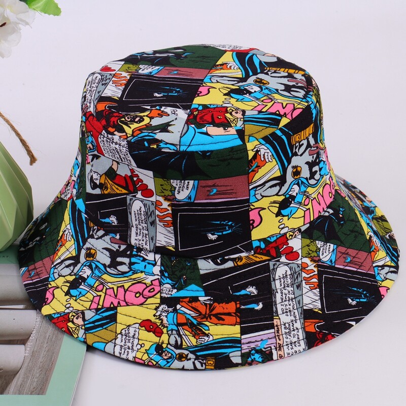 

Guys Cartoon Print Bucket Hat, Multicolor