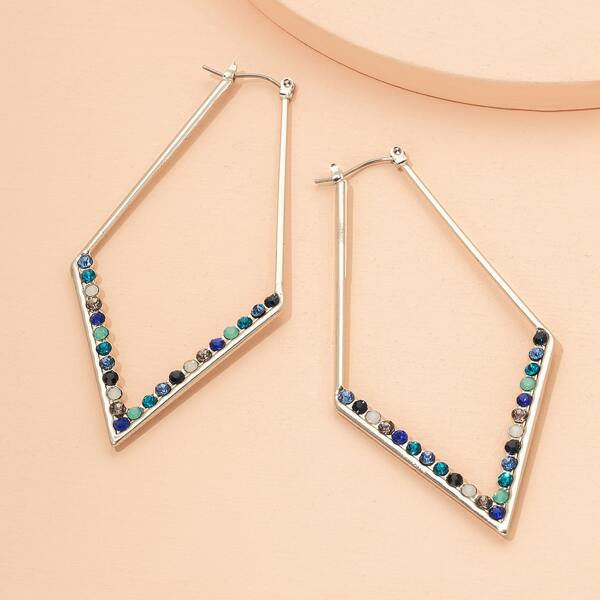 

Rhinestone Decor Geometric Earrings, Multicolor