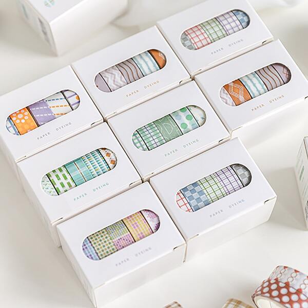 

5rolls Geometric Pattern Random Decorative Tape, Multicolor