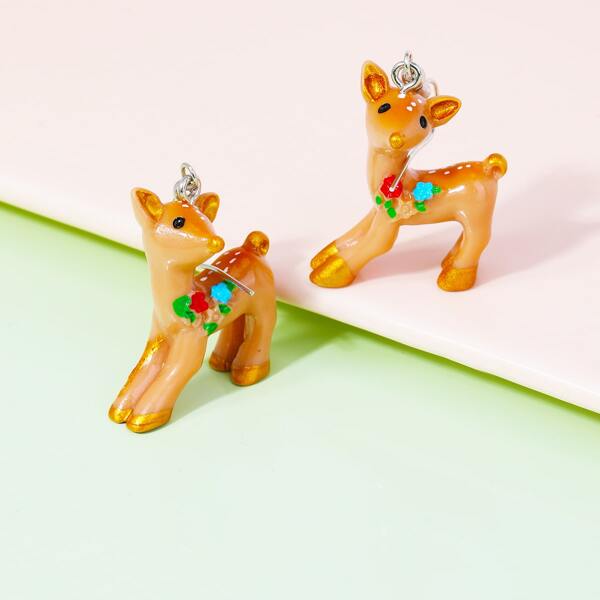 

Cartoon Deer Design Earrings, Multicolor