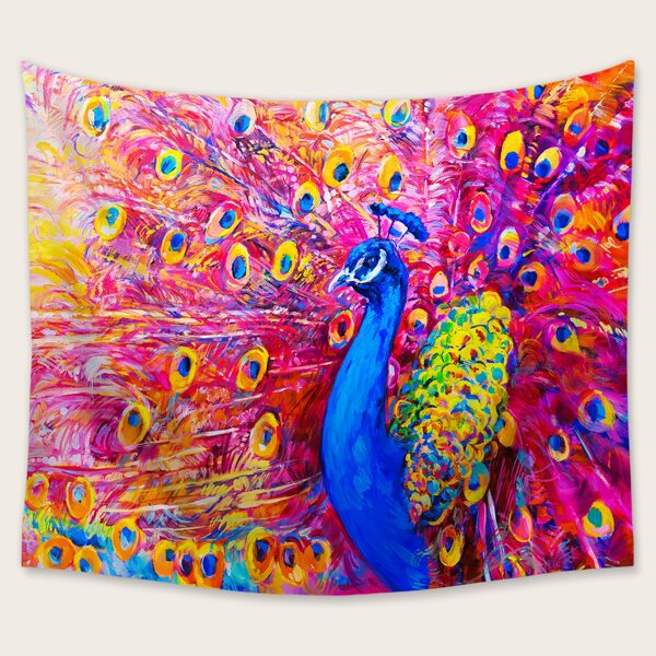 

Peacock Print Tapestry, Multicolor
