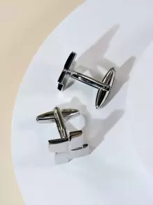 1 Pair Silver Cubic Cuff Links For Men - Silver - View 2