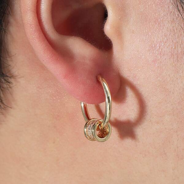 

Men Zircon Decor Earrings, Gold