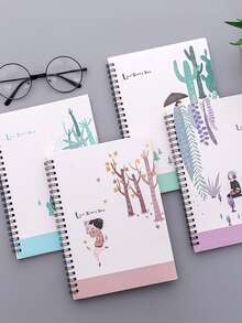 4入組卡通圖案套隨機螺旋筆記本