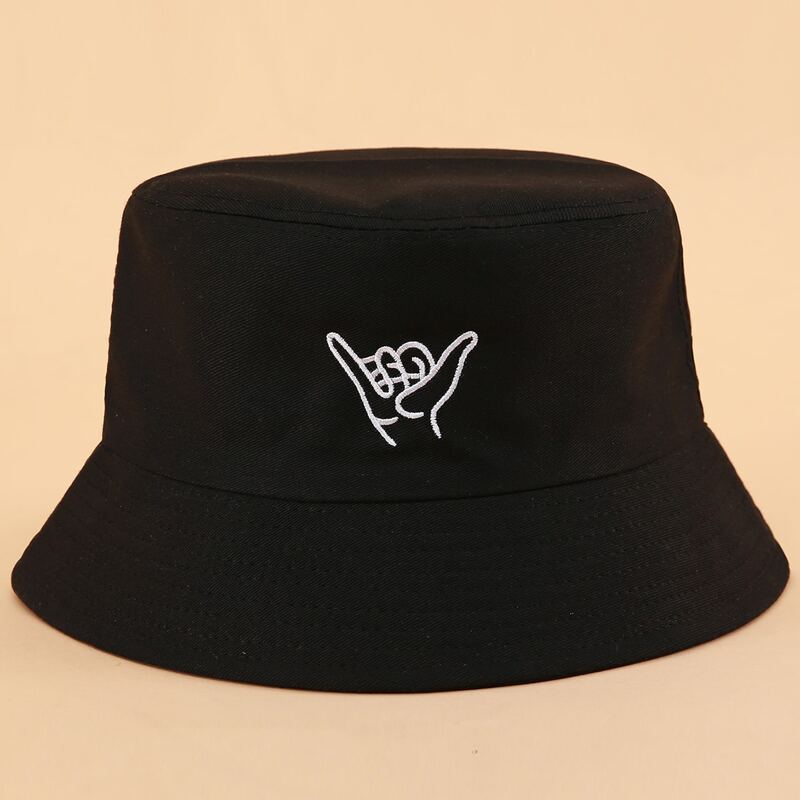 

Hand Embroidery Bucket Hat, Black