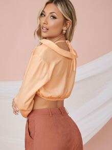 SHEIN Top 2 en 1 con fruncido con estampado floral - Naranja - Ver 2