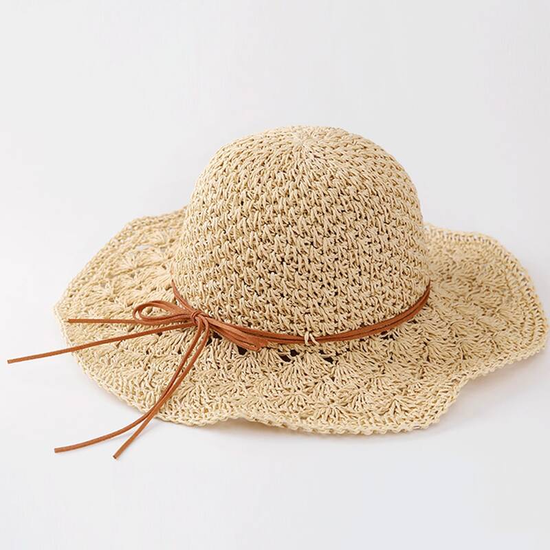 

Knot Decor Straw Hat, Beige