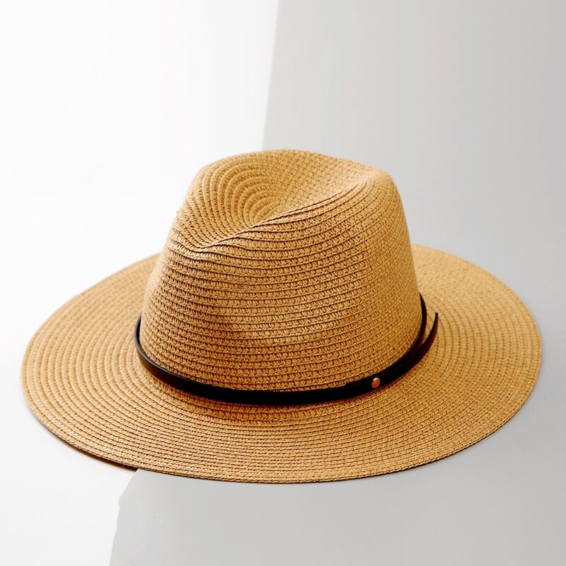 

Belt Decor Straw Hat, Khaki
