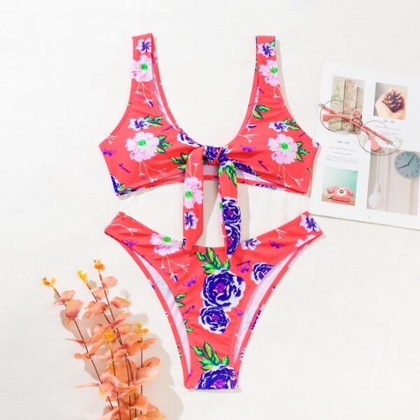 

Floral Knot Bikini Swimsuit, Multicolor