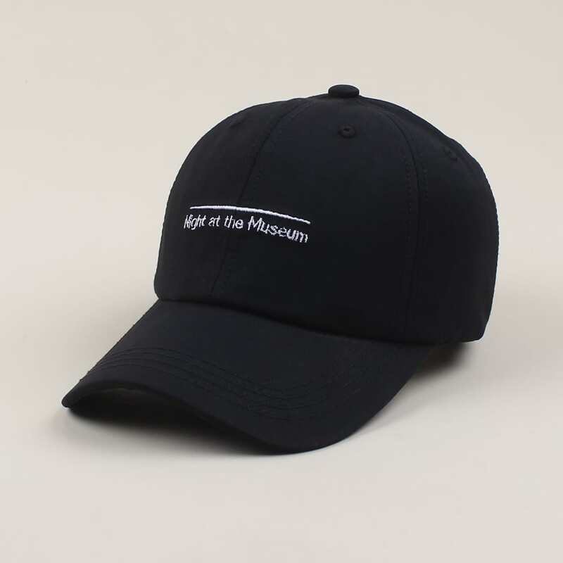 

Letter Embroidery Baseball Cap, Black