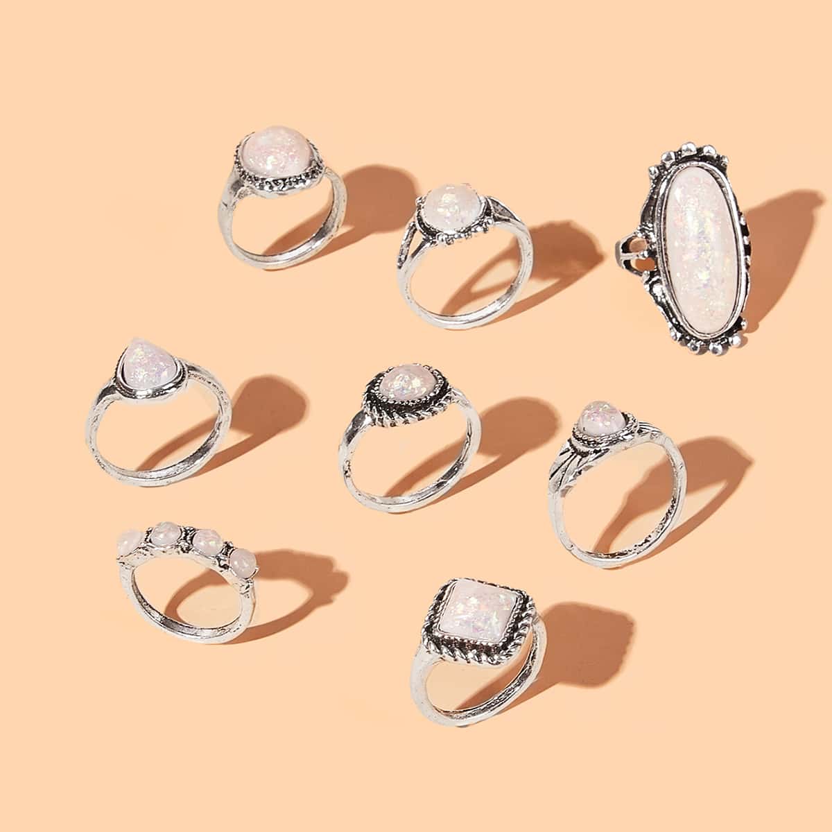 

8pcs Vintage Ring, Antique silver