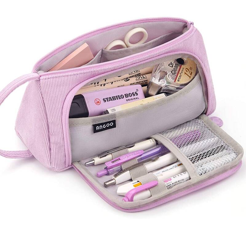 

1pc Solid Color Large Pencil Bag, Purple