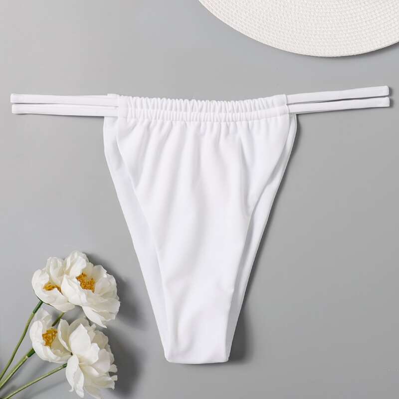 

Solid Thong Bikini Bottom, White