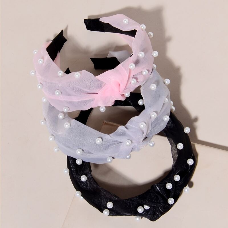 

3pcs Faux Pearl Headband, Multicolor
