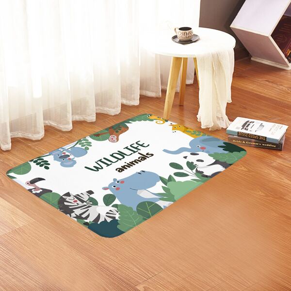 

Cartoon Animal Print Kids Floor Mat, Multicolor