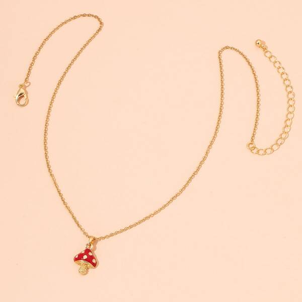 

Mushroom Charm Necklace, Gold