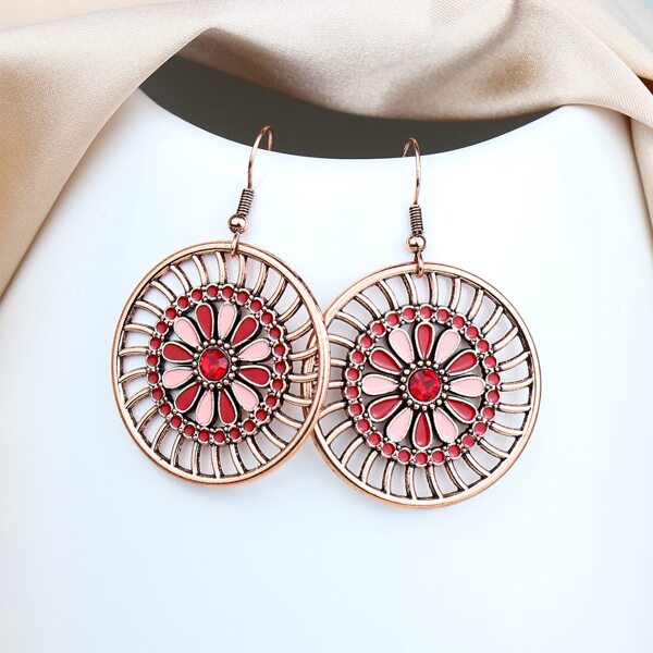 

Hollow Out Round Drop Earrings, Multicolor