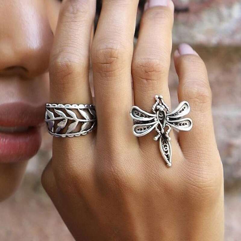 

2pcs Butterfly Decor Ring, Silver