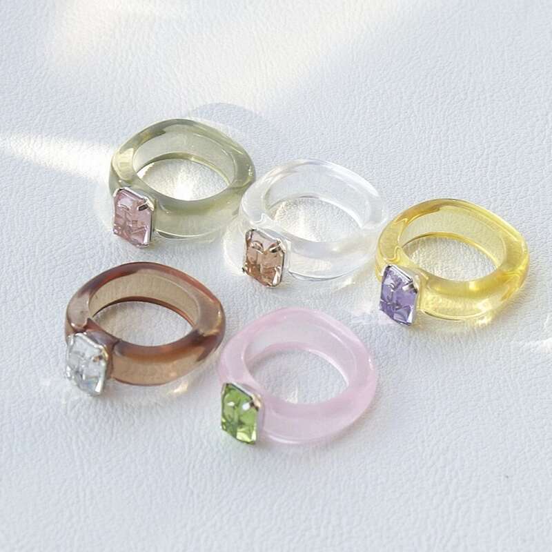 

5pcs Resin Ring, Multicolor