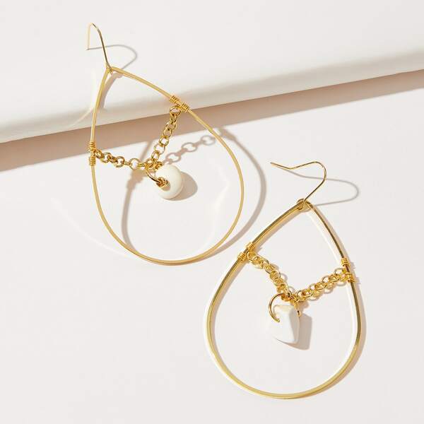 

Hollow Out Water Drop Earrings, Gold