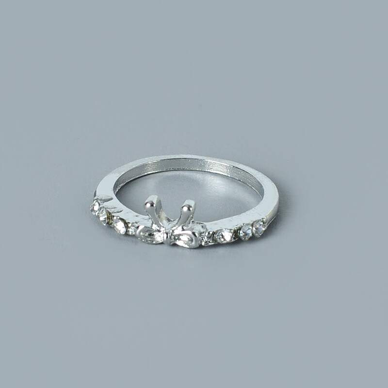 

1pc Rhinestone Decor Ring, Silver