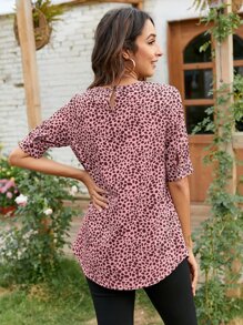 SHEIN VCAY All Over Print Blouse - Dusty Pink - View 2