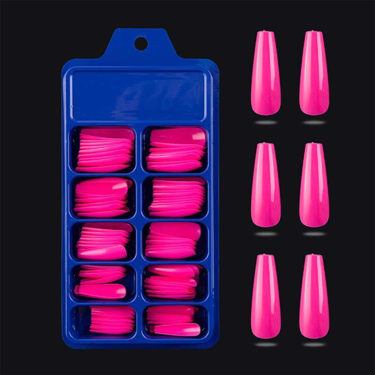 

100pcs Solid Fake Nail, Pink