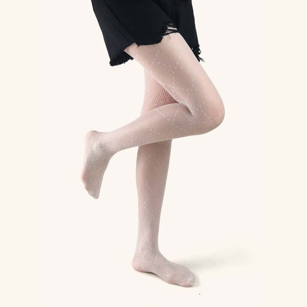 

Geometric Pattern Fishnet Tights, White