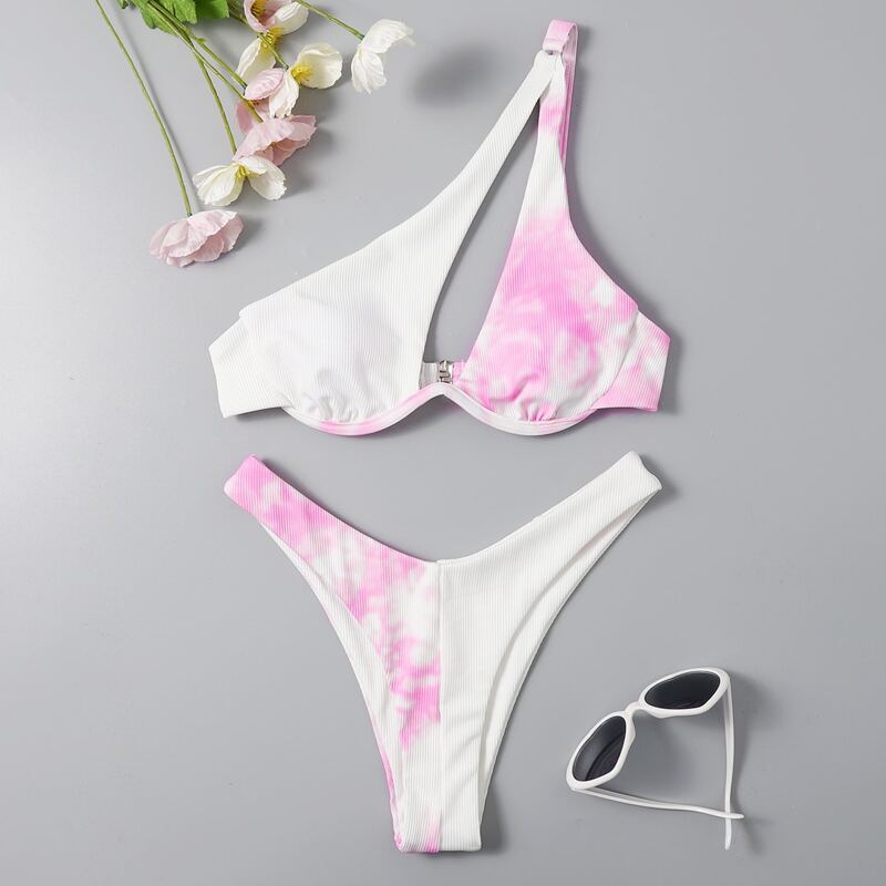 

Tie Dye Spliced Underwire Bikini Swimsuit, Multicolor