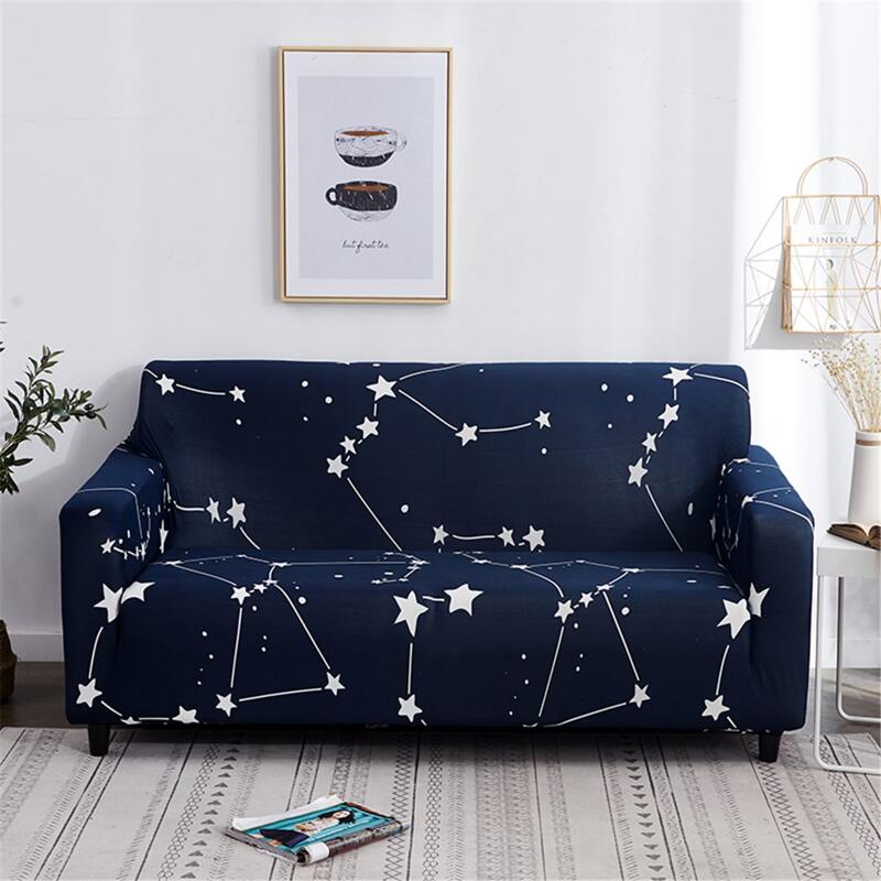 

Star Print Sofa Cover & 1pc Cushion Cover Without Filler, Navy blue