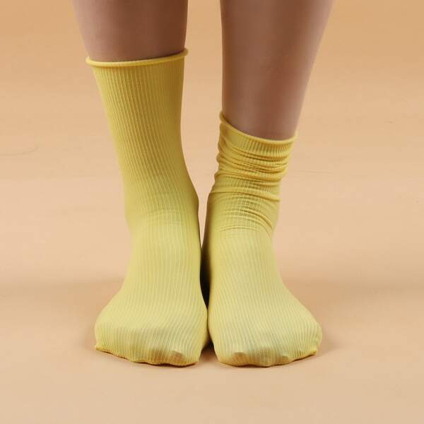 

Simple Plain Crew Socks, Yellow