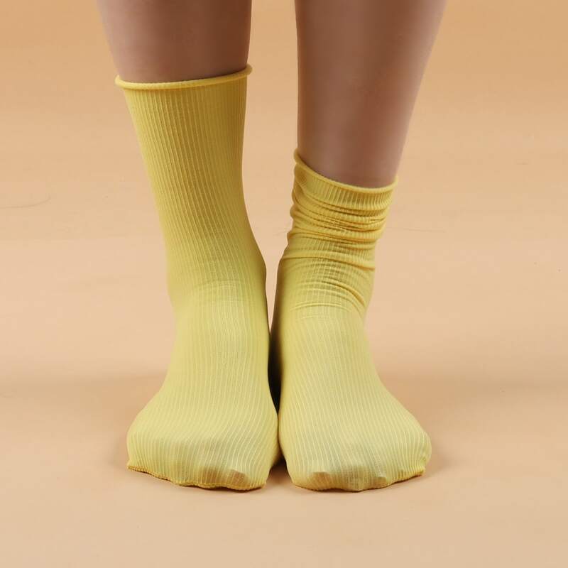 

Simple Plain Crew Socks, Yellow