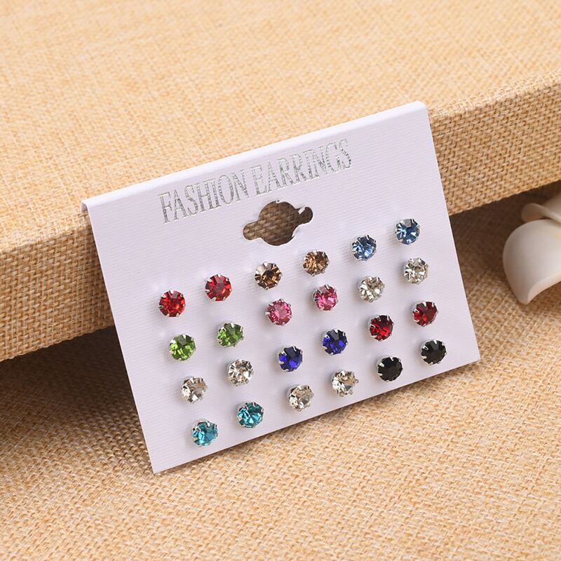 

12pairs Rhinestone Decor Stud Earrings, Multicolor