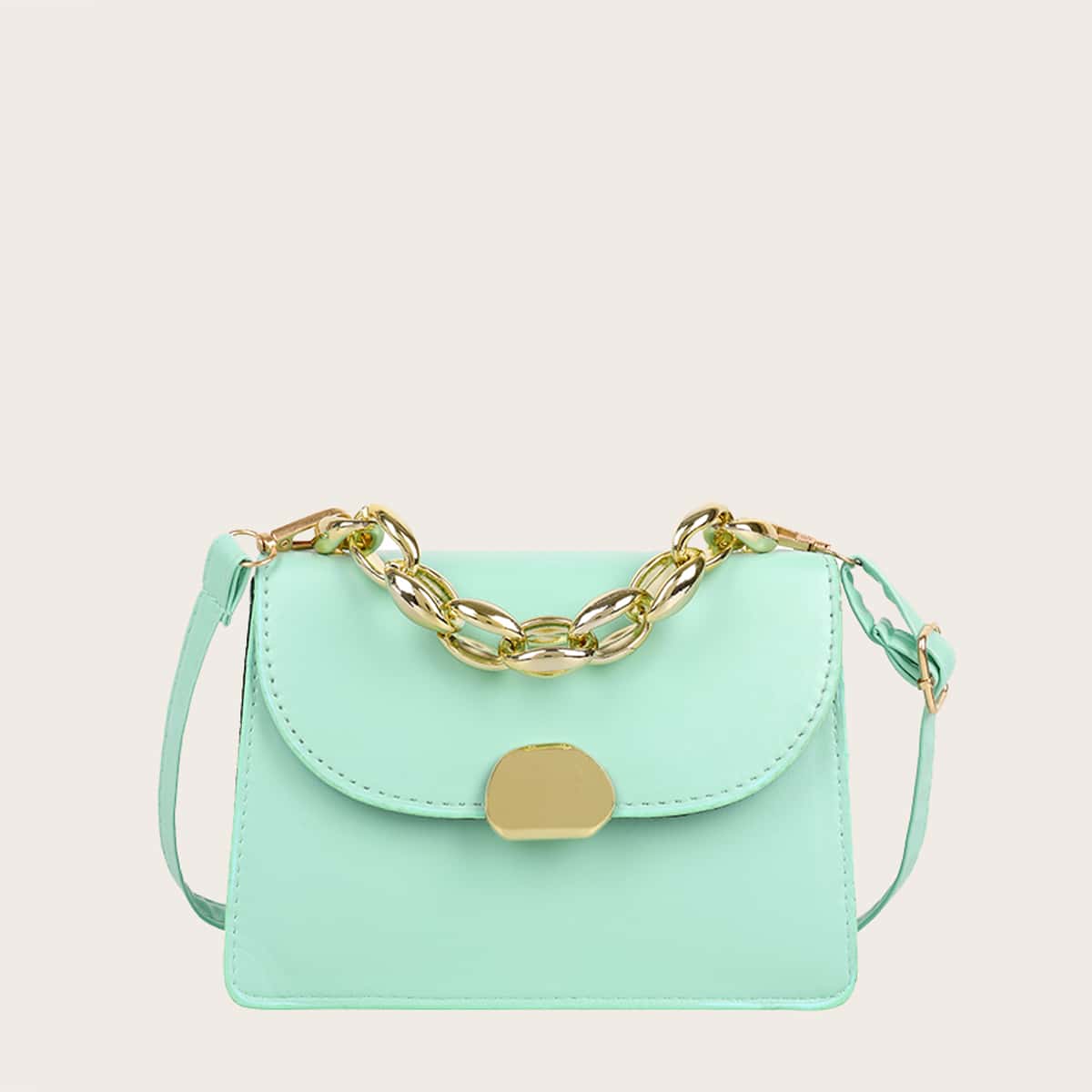 

Solid Chain Satchel Bag, Mint green