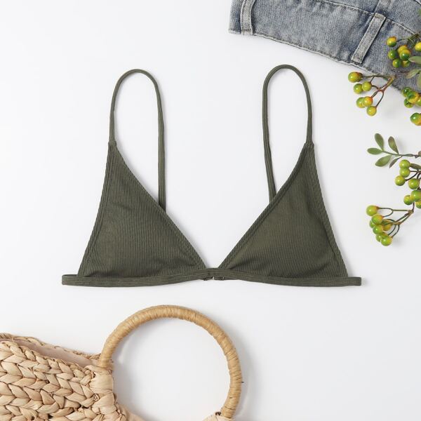 

Solid Triangle Bikini Top, Army green