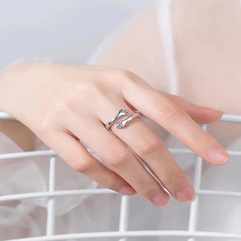 

1pc Hand Design Ring, Silver