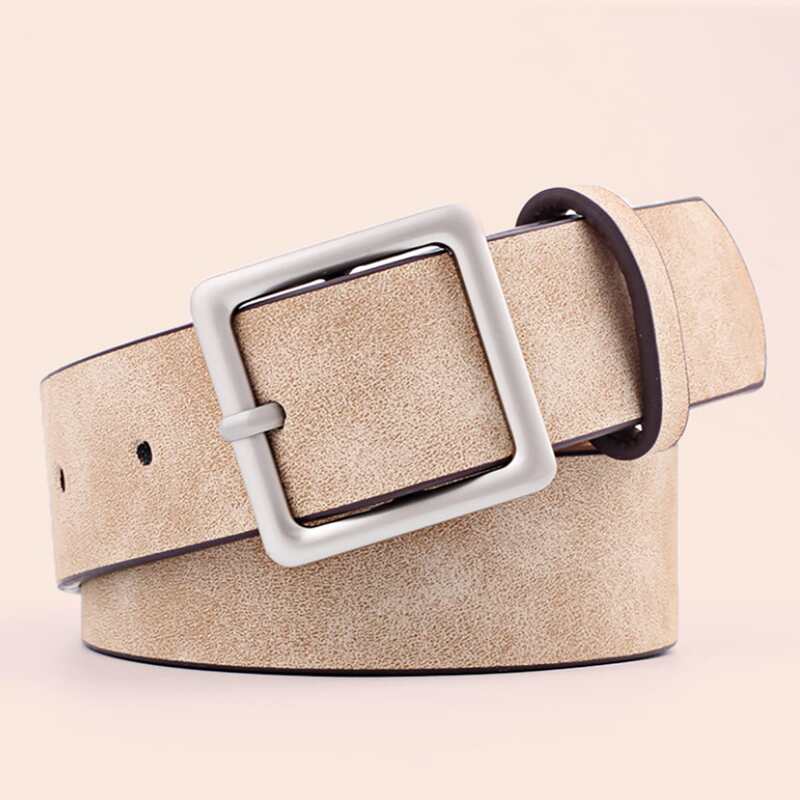 

Square Buckle Belt, Beige
