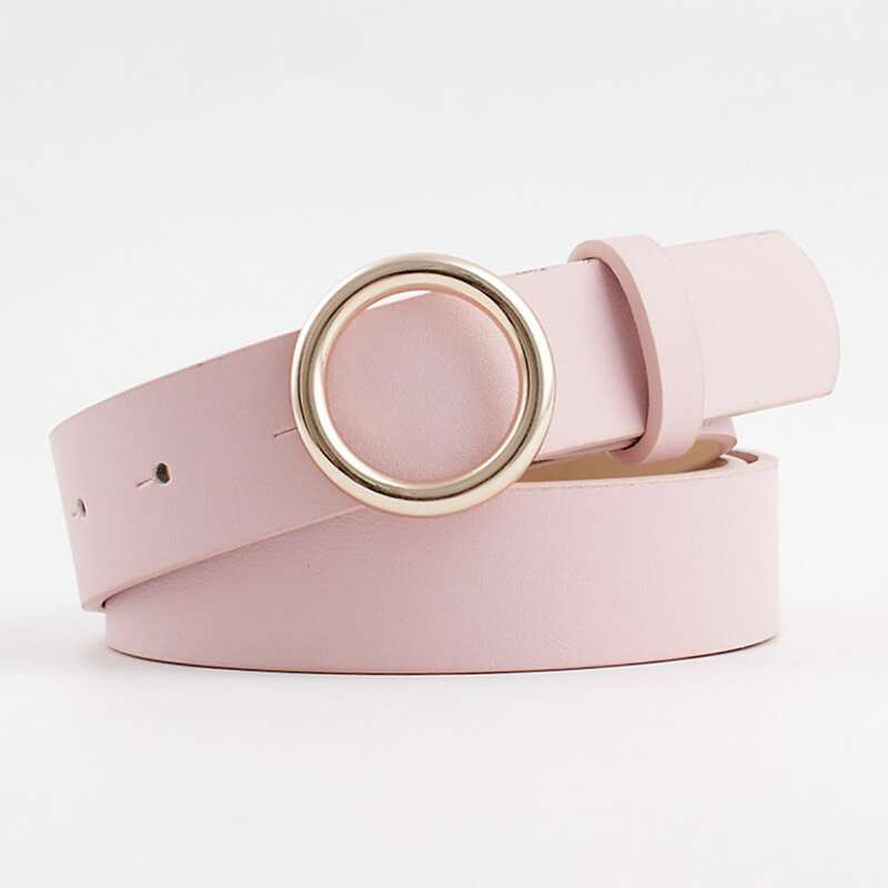 

Round Buckle Belt, Pink