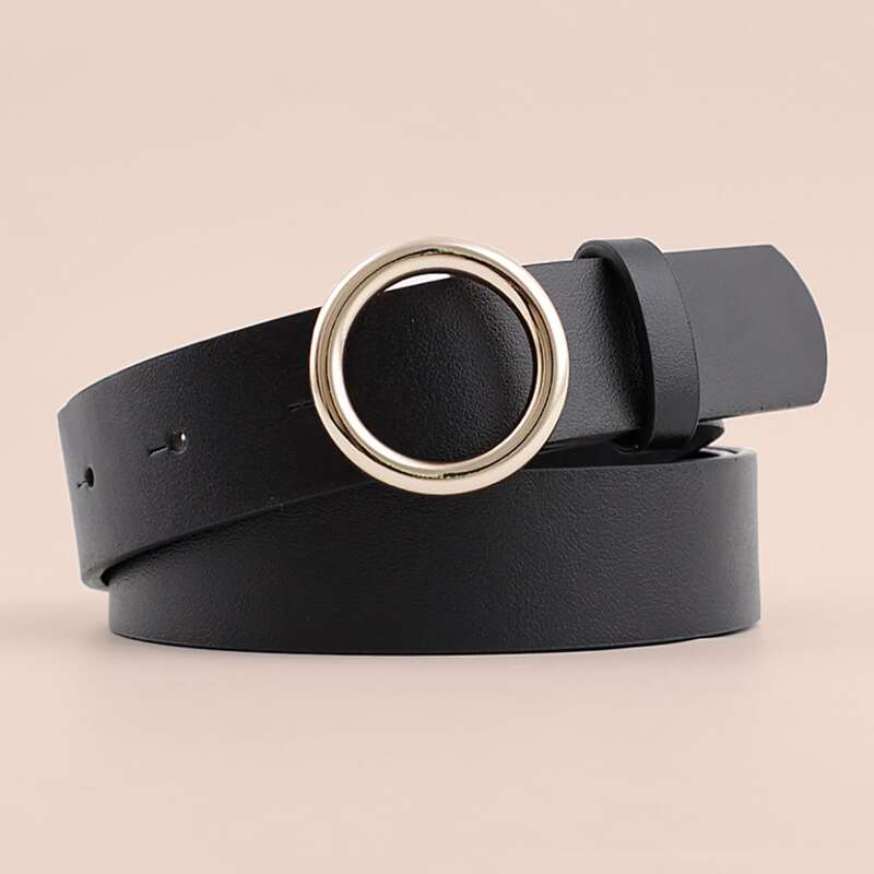 

Round Buckle Belt, Black