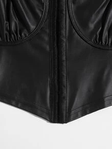 SHEIN ICON Faux Leather Bustier Cropped Tank Top - Black - View 4